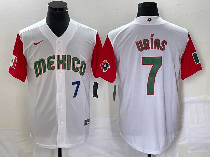 Men's Mexico Baseball #7 Julio Urias Number 2023 White Red World Classic Stitched Jersey49,We sell and wholesale Men's Mexico Baseball #7 Julio Urias Number 2023 White Red World Classic Stitched Jersey49 on line form chian!